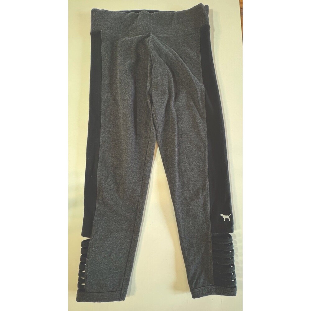 Victoria's Secret Pink Yoga Leggings Size Small Gray & Black Workout Athletic